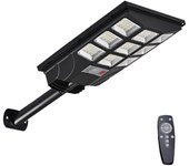 Farola solar con detector de movimiento, 144 led, 6500 k, foco solar crepuscular, resistente al agua para uso en exteriores con mando a distancia