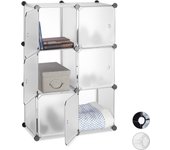Relaxdays estantería modular cubo con 6 compartimentos, plástico, transparente, 97.5 x 66 x 32 cm