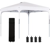 Cenador plegable outsunny acero, tela oxford blanco 253x253x268 cm