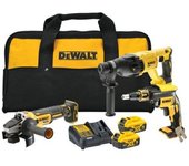 Kit 3 outils xr 18v 5ah sin escobillas dewalt atornillador dcf620 + martillo perforador dch133 + amoladora angular dcg405 - dck304p2-qw