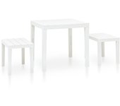 Maison exclusive - mesa de jardín con 2 bancos plástico blanco