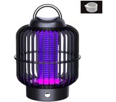 Lámpara antimosquitos solar, lámpara antimosquitos eléctrica con luz led, ideal para patio, camping, exteriores e interiores, negro
