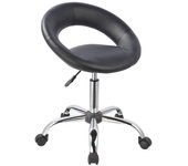 Silla taburete con ruedas con respaldo sintético negro regulable en altura tabo09015