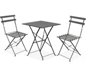 Mesa de jardín tipo bistró y 2 sillas plegables rome