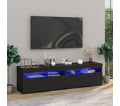 Muebles de tv con luces led 2 unidades negro 75x35x40 cm