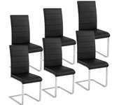 Juego de 6 sillas patas de acero salón asiento cocina comedor elegante diseño cuadrado negro 08_0000120