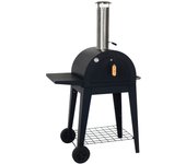 Horno de pizza exterior con mesa, giulia, negro, 70x63x122 cm