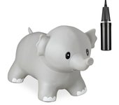 Relaxdays elefante saltarín hinchable, juguete saltador, hinchador, resiste 100 kg, libre de bpa, niños y niñas, gris