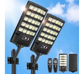 2 farolas solares para exteriores, impermeables, con gran angular de 320°, luz de estacionamiento solar led con sensor de movimiento