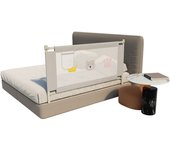 Barandilla de seguridad portátil para cuna de bebé/niño, altura ajustable de 150 cm, elevación vertical, cierre de seguridad, color gris