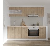 Set cocina haaus karo v13, madera natural/blanco, encimera thermo 28 mm, l 220 cm