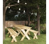Mesa de jardín de madera de pino impregnada 220x73x70 cm