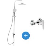 Swiss aqua technologies grohe conjunto de ducha con grifo monomando + barra de ducha de mano de 3 chorros con deslizador + ducha fija xxl 254 mm cromo