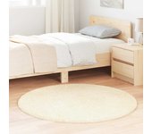 Vidaxl alfombra peluda de pelo largo navarra crema 120x120cm poliéster