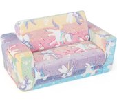 Sofá convertible 2 en 1 para niños de 0 a 12 años, con motivos luminosos, sillón acolchado de esponja con respaldo y apoyabrazos ergonómicos