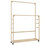 Vidaxl perchero con estantes y ruedas 90x35x155 cm bambú