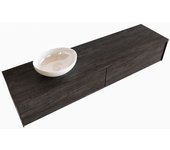 Mondiaz lush 180cm mueble de baño dark brown con 2 cajones. con lavabo izquierda sin orificios blanco brillo