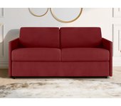 Sofá cama italiano 3 plazas de tela calife - rojo - cama 140 cm - colchón 18 cm