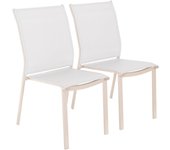 Silla de jardín apilable de aluminio y textilene, set de 2, cleveland, beige, 64.5x45.5x89.5 cm