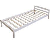 Cama individual para 1 persona 90 x 200 cm en madera blanca con somier de láminas lit06085