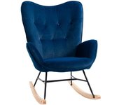 Silla balancín con reposabrazos - tela de terciopelo azul - dimensiones: 65 x 70 x 96 cm