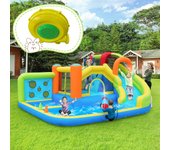 Castillo pisina inflable con soplador 450w | parque acuático + trampolín infantil | tobogán/canasta/escalada
