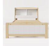 Cama individual de madera maciza cabecero con espacio de almacenamiento, 90 x 200 cm somier con somier cama de madera con cabecero
