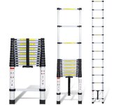Escalera telescópica de 3,8 m escalera deslizante de aluminio plateada escalera inclinada antideslizante escalera extensible extensible