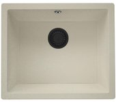 Fregadero granitemy universal de granito beige arena 50x40 cm para montaje sobre encimera, bajo encimera y enrasado con tapón negro 1208967220