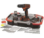 Black & decker taladro inalámbrico de litio de 18 v - 2 baterías - 160 caja de accesorios -bdcdc18bast-qw
