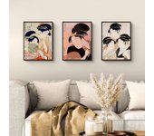 Conjunto de 3 láminas japonesas (póster sobre papel, 40x30 cm, sin marco): mujeres ukiyo-e i