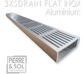 Canal grande de acero inoxidable alto 3,5 cm - 3xsdrainflat rejilla de aluminio - line eco - elemento angular