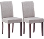 Juego de 2 sillas de comedor de diseño moderno en tela gris claro y patas de madera marrón oscuro 10_0001555
