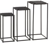Juego de 3 mesas para flores, mesa auxiliar, soporte para flores, estante apilable, cuerda de papel de me 04_0007506
