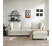 Diseño moderno, muebles tapizados, sofá de 3 plazas, sofá esquinero en forma de l con reposapiés, beige