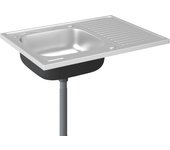Juego de fregadero y escurridor de cocina plateado 80 x 60 cm acero inoxidable 02_0002428