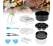 12 piezas de accesorios para freidoras de aire caliente, láminas de silicona para pizza y barbacoa, accesorios para freidoras de 8 pulgadas