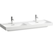 Laufen meda lavabo doble, empotrable, 1300x460mm, 3 agujeros de grifo por lavabo, con rebosadero, h8141124001081, color: blanco