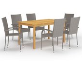 Conjunto de comedor de jardín vidaxl 7 piezas gris