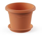 Pack maceta redonda con plato color terracota terra 18 x 13