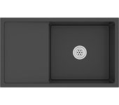 Fregadero de cocina hecho a mano lavabo interior instalación de cocina 75 x 44 cm acero inoxidable negro 02_0002470