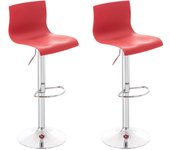 Juego de 2 taburetes de bar de diseño clásico regulables en altura en plástico rojo y metal cromado 10_0000686