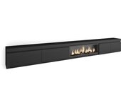 Mueble tv, televisión, 368x35x45cm, chimenea eléctrica xxl, negro