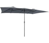 Sombrilla doble 426x265cm, sombrilla terraza exterior grande con manivela, protección solar uv y techo de ventilación, parasol para jardín terraza