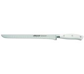 Cuchillo jamonero arcos riviera blanc 231024 de acero nitrum, con mango de polioximetileno y hoja de 25 cm en estuche