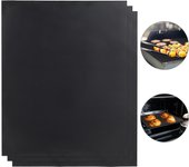 Relaxdays set de tres esteras antiadherentes para barbacoa, adaptables, reutilizables, 0,3 mm, negro, 40x50 cm