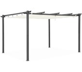 Pérgola 3x4m de aluminio cubierta corredera, isla, crudo, 394x298x222 cm