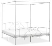 Vidaxl estructura cama con dosel sin colchón metal blanco 180x200 cm