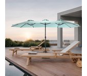 Sombrilla rectangular grande de 45,7 m para exteriores, de doble cara, con manivela (verde claro)