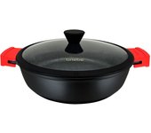 Cacerola baja cocina inducción antiadherente titanio, cazuela 24cm, aluminio fundido sin pfoa, briebe, negro, black titanium